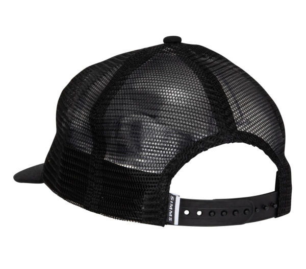 Simms Mesh All-Over Trucker Hat Black Back Simms Mesh All-Over Trucker Hat Black Back